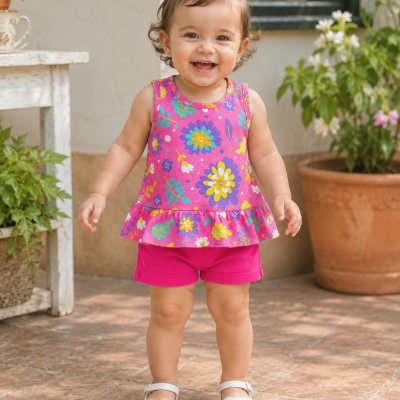 Conjunto infantil Kely Kety floral tamanho 1