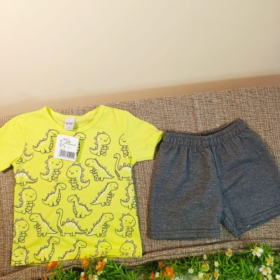 Conjunto camisa e bermuda masculino dinossauro- 01 ano