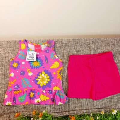 conjunto malha regata e short - rosa e Vermelho - 01 ano