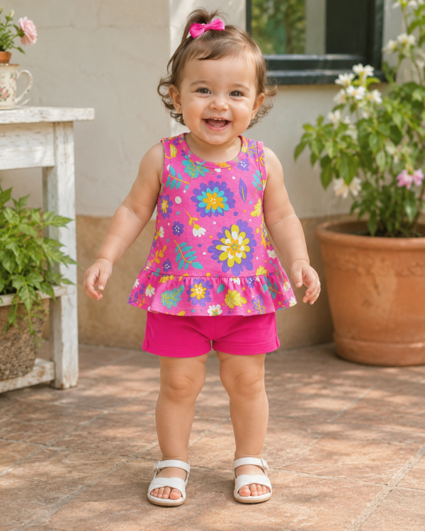 Conjunto infantil Kely Kety floral tamanho 1