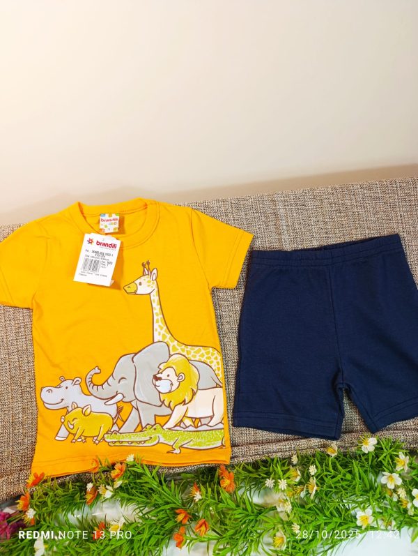 Conjunto Brandilli safari masculino - Amarelo e Azul - 01 ano