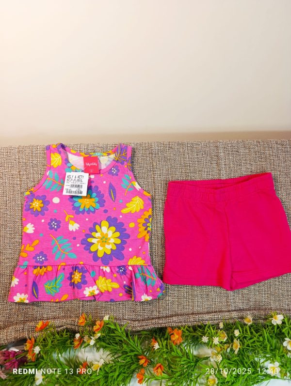 conjunto malha regata e short - rosa e Vermelho - 01 ano
