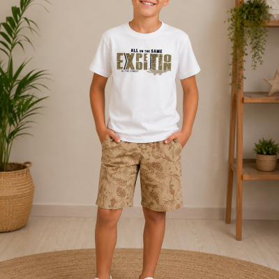 Conjunto Infantil Brandili Explorer Branco e Bege