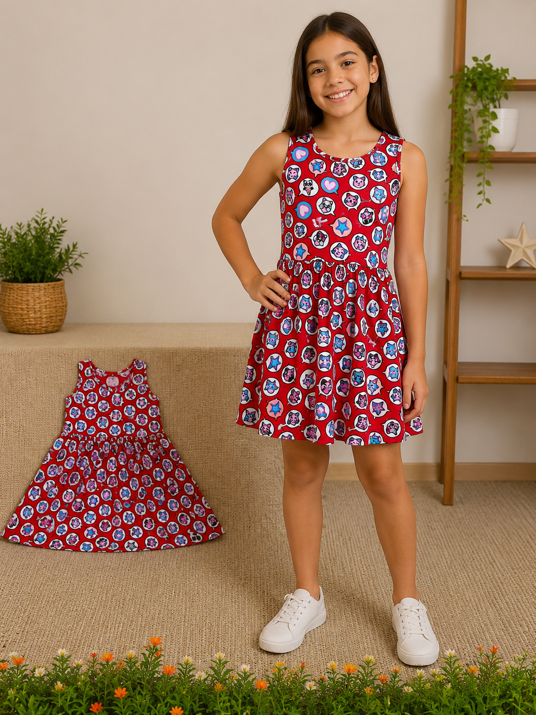 Vestido Infantil Brandili Vermelho Estampa Divertida