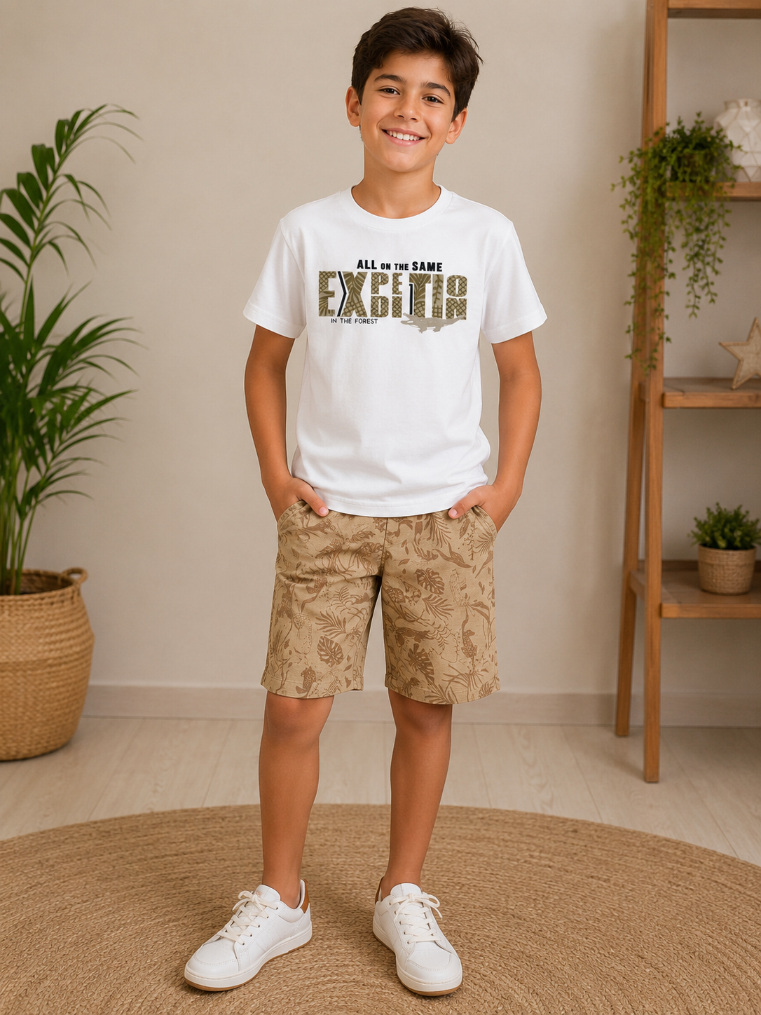 Conjunto Infantil Brandili Explorer Branco e Bege