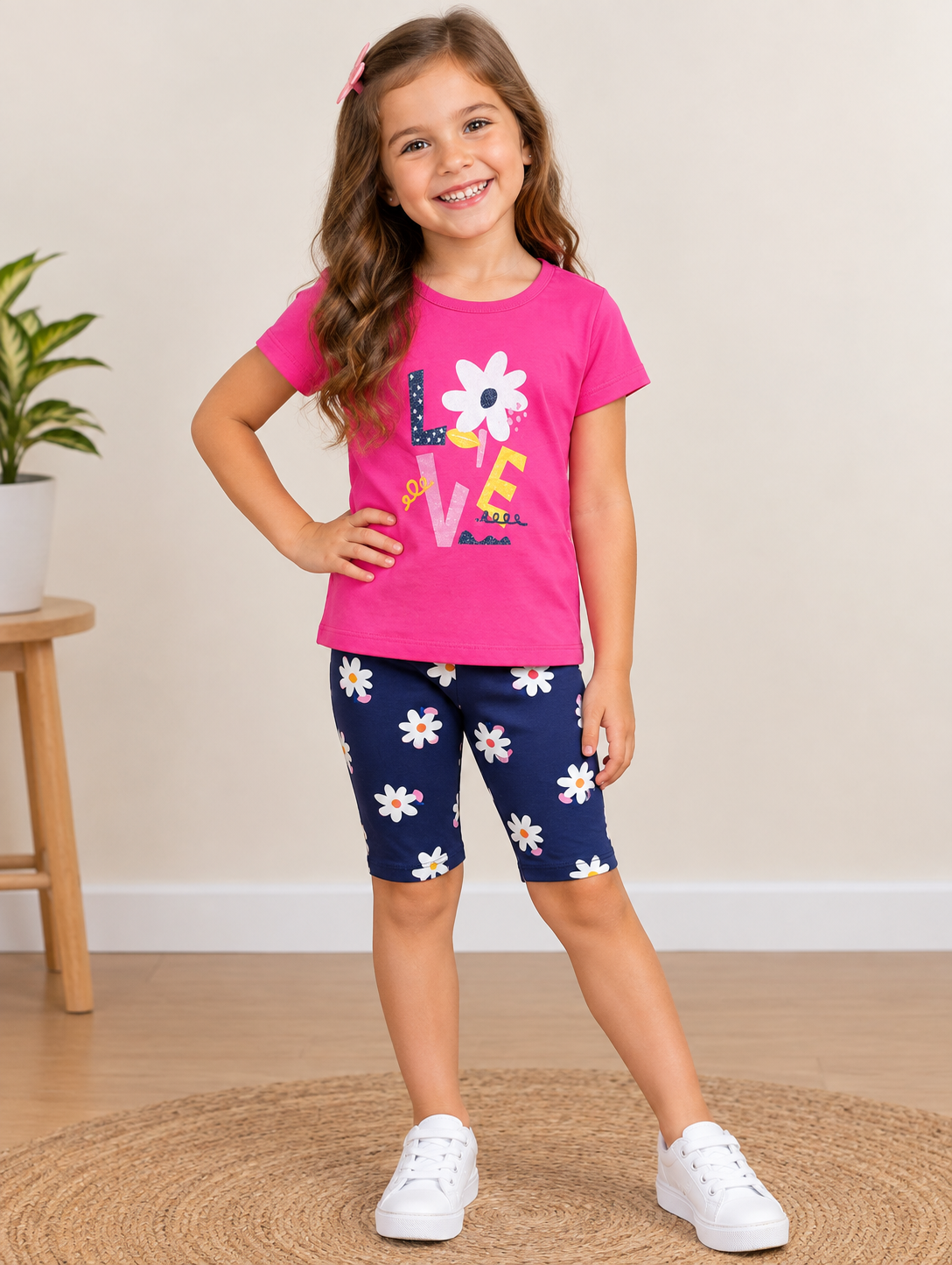 Conjunto Infantil Feminino Brandili Rosa e Azul