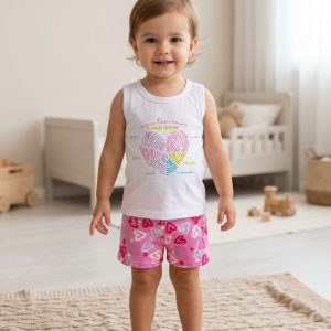 Conjunto Infantil Feminino Kely Kety Regata e Shorts Estampado