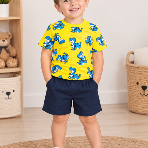 Conjunto Infantil Masculino Rei Rex Camiseta e Bermuda Marinho